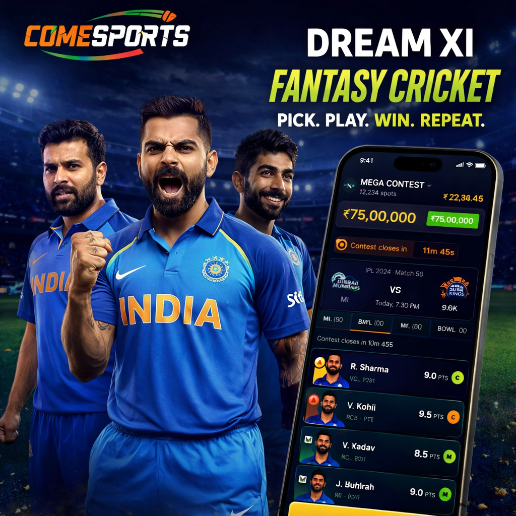 Cricket App Club fantasy cricket and India team visual