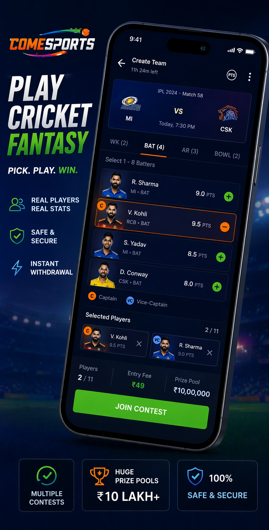 Cricket App Club cricket fantasy visual